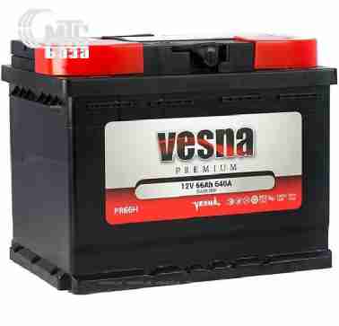 Аккумуляторы Аккумулятор Vesna Premium [415266] 6СТ-66 Ач R EN640 А 242x175x190мм